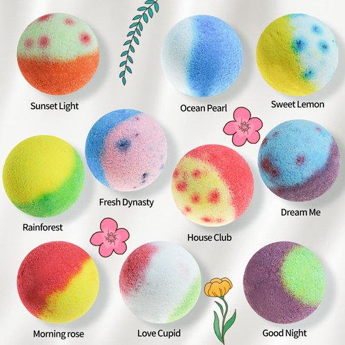 Nagaliving Bath Bombs Gift Set, 10 Organic Bubble Bombs, for Valentine’s Day, Christmas
