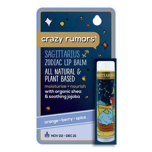 Crazy Rumors Sagittarius Zodiac All Natural, Plant Based Lip Balm to Moisturize and Nourish your Lips - Fire Blend (Sweet Orange, Fresh Berry, Aromatic Spice)