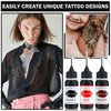 AWCCXMYM Temporary Tattoo Ink Temporary Tattoo Kit Skin Friendly Long Lasting Waterproof Fake Tattoos with Stencils for Face Body Paint DIY Tattoo Patterns Vegan & Cruelty Free (Black + Red + Brown)
