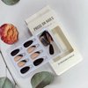 Fall Press on Nails Medium Fake Nails, LPOODDNU Winter Press on Nails Almond Shape False Nail Tips Black Nude Glue on Nails Cute Stick on Nails French Manicure Decorations for Women, 24Pcs