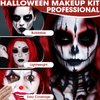 3 Colors Face Body Paint [Black White Red] + 3pc Sponge + 3pc Brush, Baseball Eye Black for Sport Face-Painting, Face Paint Halloween Makeup Kit for Zombie Clown Vampire Skeleton Joker Costume Makeup