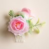 Fangsen Pink Berry Rose Hair Comb Festival Headpiece for Holiday Cosplay Women Party Silver (#524)