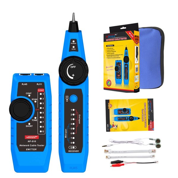 Noyafa NF-810 Multifunctional Network Tester， Ethernet LAN Network Wire Tracker with Telephone Line Tester , Network line Scanning, Power Cable Scanning and POE Switch Test Functions