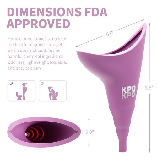 KPOKPO Female Urinal, Female Urination Device, Reusable Silicone Female Urinal, Portable Urinal Allows Women to pee Standing Up, Pee funnel for Outdoor, Inconvenient Mobility, Activities, Campin