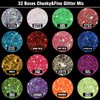 Teenitor Glitter, Rave Festival Chunky and Fine Glitter Mix,32 Colors Iridescent Loose Glitter, Cosmetic Makeup Face Body Hair Glitter