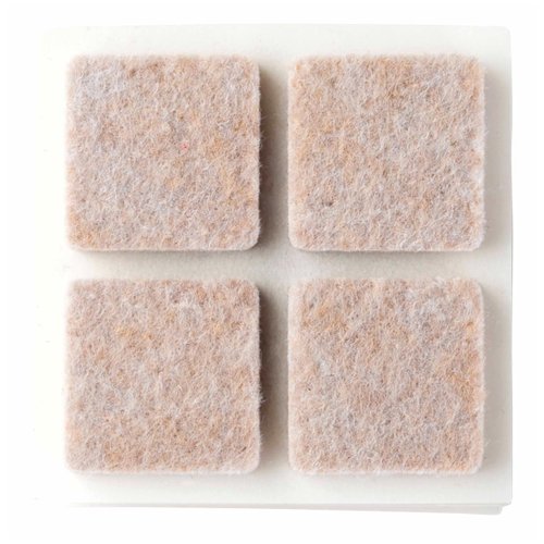 Scotch Felt Pads 32 PCS Beige, Felt Furniture Pads for Protecting Hardwood Floors, 1 x 1 in. Square, Easy-to-apply, Self-Stick design, Reliable protection from nicks, dents and scratches (SP802-NA)