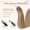 KiiKiiGirl Virgin Microlink Hair Extensions - Human Hair,16inch Micro link Hair Extensions Human Hair Micro Beads Hair Extensions Human Hair Chocolate Brown to Caramel Blonde 30G/Pack