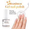 Nicedeco Hema Free No Wipe Gel Top Coat and Base Coat Set 2 Pcs 15ml Low Odor Cruelty Free Vegan Gel Nail Polish Glossy Shine Long Lasting Gel Base Top Coat
