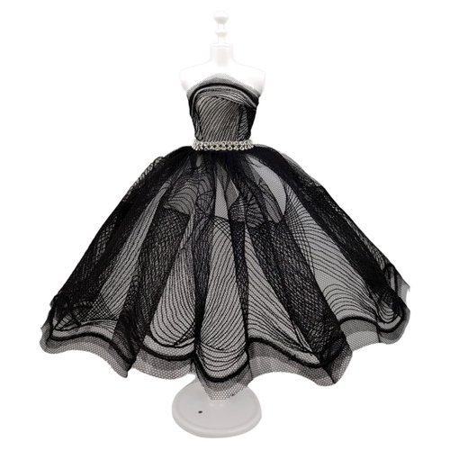 Fashion Tutu Ballet Dress for 11.5" Doll Clothes Outfits 1/6 Dolls Accessories Rhinestone 3-Layer Skirt Ball Party Gown (Black Waves)
