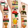 100PCS Happy Kwanzaa African American Theme Temporary Tattoos Birthday Party Decorations Favors Supplies Cute Black History Month Africa Tattoo Stickers Gifts for Girls Boys Home Activity Class Prizes