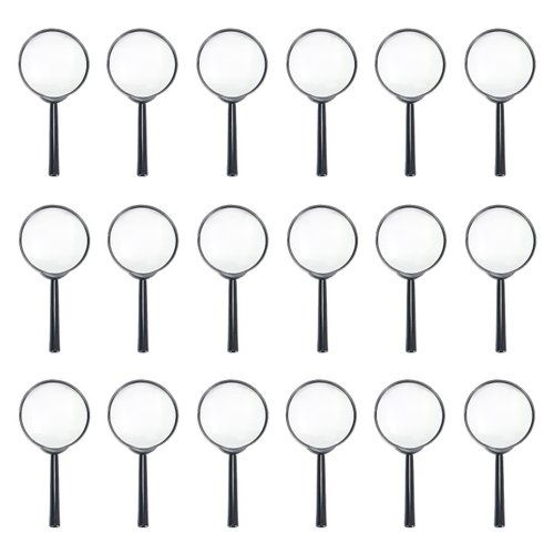 Magnifying Glass for Kids, 18 Pack Plastic Magnifier Hand Lens for Children Toy Class Teaching Reading Outdoor Searching IRCHLYN (Black)
