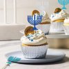 24Pcs Hanukkah Candlestick Cupcake Toppers, Glitter Blue Candlestick Decoration for Hanukkah Party Decorations Chanukkah Theme Party Supplies (candlestick)
