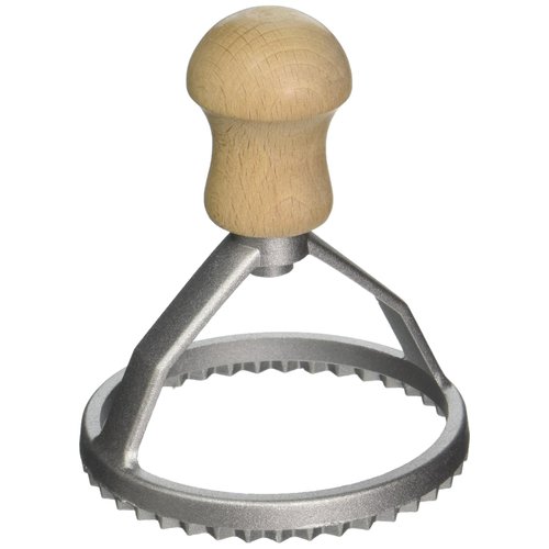 Eppicotispai Aluminum Round Ravioli Stamp with Beechwood Handle, 3-Inch