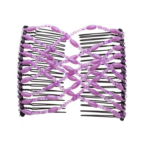 LOVEF Women Magic Hair Comb Bead Stretchy Hair Combs Double Slide Metal multifunctional Comb Clip Hairpins For women-4pcs