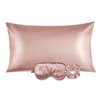 Ciana Luxurious Satin Pillowcase for Hair and Skin, Satin Pillowcase Set-2, 1 Eye Mask, 1 Scrunchie - Luxury Sleep Set, Pillow Cases with Envelope Closure (Queen Size, Rose Gold)