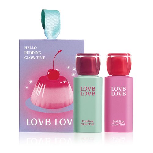 LOVB LOVB Pudding Glow Korean Lip Tint | Long-Lasting Lip Gloss Tint for Glowy | Moisturizing, Non-Sticky Glossy Lip Stain 0.14 Oz (02 ENDING ROSE+03 CANDY BERRY)