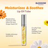 Blossom Lip Oil with Olive Oil + Grape Seed Oil, Moisturizing and Hydrating Shimmer Sparkle, Infused with Real Flowers, 3g, Mango