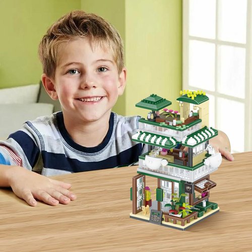 XIU City Cafe Building Block Toys,(1025pcs) Mini Brick Street View Building Block Set, MOC Coffee Shop Streetscape Block Kit for Adults, Creative Gifts idea for Adult Kids Age 8 10 12 14+