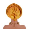 African Autogele Headtie Raw Silk Diamonds Head Wraps Women Turban Cap Nigeria Wedding Geles Party Headpiece Turbante Mujer (Gold)