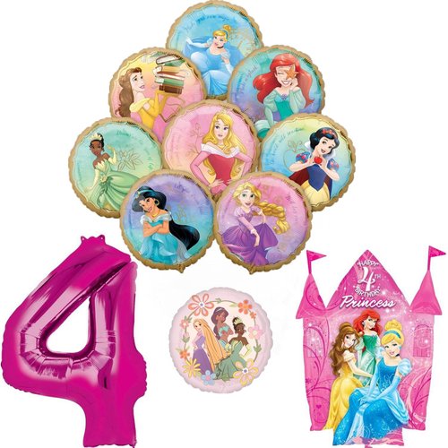 Princess Theme 4th Birthday Party Supplies 8 Princesses Balloon Bouquet Decorations