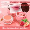Strawberry & Honey Lip Balm, Vitamin E Lip Masks & Moisturizing Propolis Sleeping Lip Mask, Effective Reduces Lip Lines Prevention Dry and Cracked Lip Scrubs Exfoliator Smoothing Dry Lip Care