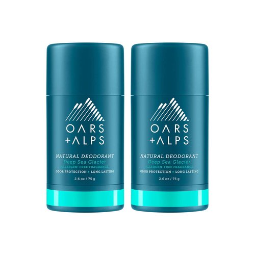 Oars + Alps Aluminum Free Deodorant for Men and Women, Dermatologist Tested, Travel Size, Deep Sea Glacier, 2 Pack, 2.6 Oz Each