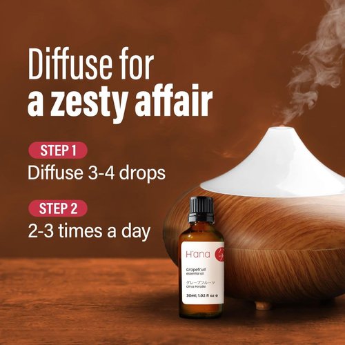 H’ana Grapefruit Essential Oil (1 fl oz) - 100% Natural Grapefruit Oil Essential Oils for Skin, Hair, Diffuser & Aromatherapy