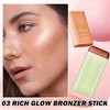 DAMUSI Cream Bronzer Stick Highlighter Stick Face Cream Contour Stick,Makeup Bronzer stick with Brush,Buildable Highlight Contour Makeup for Women (Rich Glow Bronzer Stick)