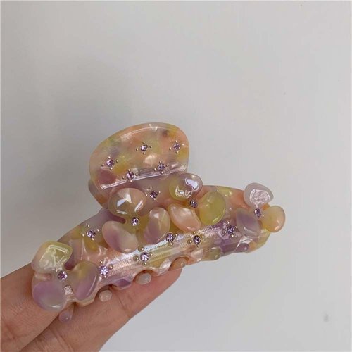 Fashion Acetic Acid Flower Hair Claw Clips, Women Non-Slip Banana Hair Jaw Clips Geometric Hair A...