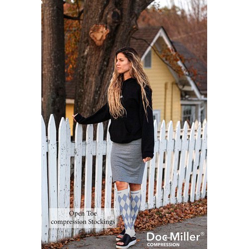 Doc Miller Open Toe Compression Socks Women 20-30mmhg - Argyle Design Toeless Socks for Sports Running Shin Splint Varicose Veins Socks - Toeless Compression Socks Women and Men - 1 Pair