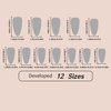 Tyuimhx Gold Glitter French Tip Press on Nails Medium Almond Fake Nails Nude Full Cover False Nails Acrylic Stick on Nails Reusable Glossy Artificial Nails for Women Girls Glue on Nails 24Pcs