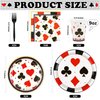 durony 144 Pieces Casino Paper Plates and Napkins Dinnerware Set Casino Birthday Party Tableware Supplies Includes Poker Club Paper Plates Napkins Forks Serve 24 for Casino Party Supplies