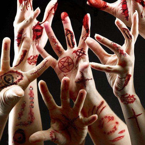20 Sheets Halloween Scar Tattoos Horror Realistic Fake Bloody Wound Stitch Scar Scab Waterproof Temporary Tattoo Halloween Party Decorations For Women and men
