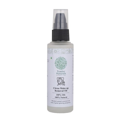 Tender Naturals Citrus Makeup Remover Oil, 100% Natural Make up Cleanser for Face & Eyes, Deep Cleansing Oil for Makeup Removal with Flower Extract for Women, 50 ml (Pack of 1) Green
