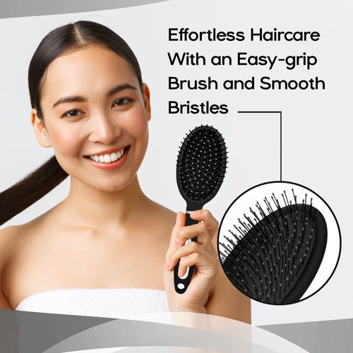 Herstyler Hair Brush Detangler - Curly Hair Detangler Brush - Detangler Hair Brush for All Hair Types - Tangle Free Hair Brush For Women - Black