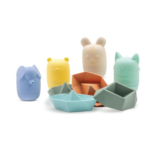 SplashCraft (8-Piece Set) Silicone Bath Toy Set, Non Toxic, Pool Toy, Beach Toy, Water Toy, Infants 6-12 Months, Bath Toys for Kids Ages 1-3.