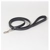 Small Decorated Genuine Leather Dog Leash – 4 Feet with Padded Handle, Black Leather with White Hand-Stitched Design