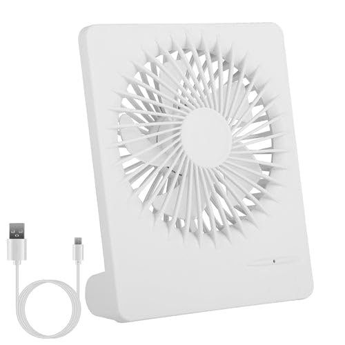 [Pack of 2] Portable Desk Fan USB Rechargeable Table Cooling Fan Quiet 5 Blades Desktop Fan with 3 Speeds Ajustment for Bedroom Office