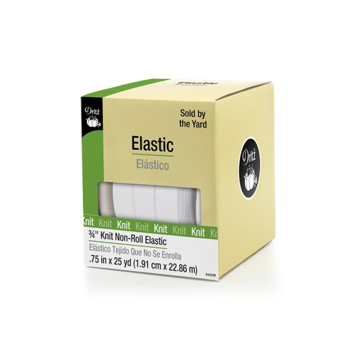 Dritz 9422W Non-Roll Knit Elastic, White, 3/4-Inch by 25-Yard