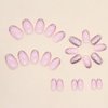 Pink Press on Nails Short Almond Fake Nails Glitter French Tip Nails Press ons Glossy Acrylic Nails with Glitter Designs Full Cover Stick on Nails Cute Artificial Nails for Women 24Pcs