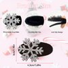 Christmas Snowflake Hair Clips, 4 Pcs Rhinestone Barrettes, Flocking Alligator Clips, Holiday Gift Set