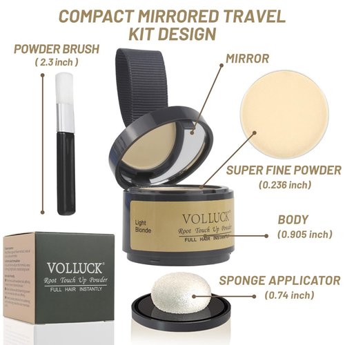 VOLLUCK Root Touch Up Hair Powder Root Cover Up Hairline Shadow Powder Stick, Root Touch Up for Thinning Hair for Women and Men, Bald Spots, Eyebrows, Beard Line, Light-Blonde