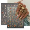 8 Sheets Gold Sun Star Nail Art Stickers Bronzing Moon Nail Decals 3D Self-Adhesive Red Heart Nail Stickers Exquisite Glitter Rose Gold Silver Star Moon Design Women Girls for DIY Nail Decorations