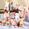Sotiff 24 Pcs Plush Bunny Stuffed Animal Bulk 4.7 Inch Mini Bunnies Keychain Doll Furry Rabbit with Bow Tie for Birthday Xmas Easter Baby Shower Party Favor Gifts Classroom Rewards(Classic Color)