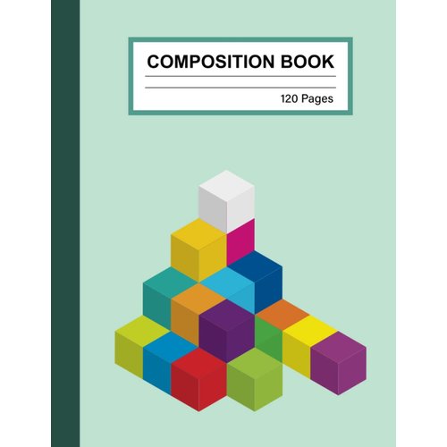 Composition Notebook: Color Cube Composition Book - Wide Ruled, 8.5x11, 120 Pages, Mint