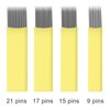 50pcs Yellow Microblading Needles 9 Pin Flat Double Line 0.25mm Blade Permanent Makeup Tattoo Needle for Fog Power Eyebrow Available size 15U,17U,19U,21U,9F,17F,19F,21F (9F)