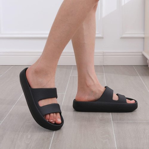 shevalues Arch Support Slide Sandals for Women Pillow Soft Recovery Slip on Sandals Lightweight Summer Cloud Slippers for Plantar Fasciitis Black 39