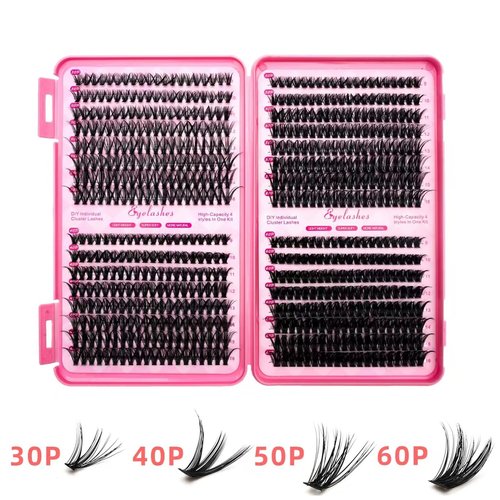 Selawasty Lash Clusters 640pcs Natural Lash Extension Individual Cluster Eyelash Russian Lash Clusters Individual Lashes Eyelash Clusters Natural Look Eyelashes for DIY at Home(9-16MM,30D,40D,50D,60D)