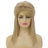 Kaneles Women Blonde Mullet Short Wigs 70s 80s with Bangs Shoulder Length Synthetic Wig for Retro Hippie Rocker Cosplay Wigs