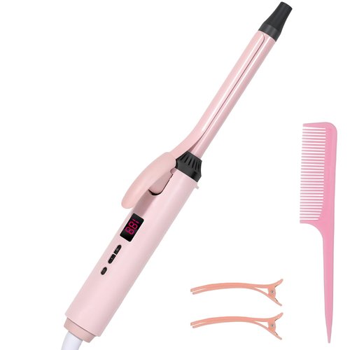 1 Inch Rotating Curling Iron,Manual Curler with LED Temperature Display, Suitable for Beginners，Applicable to All Hair Types ﻿